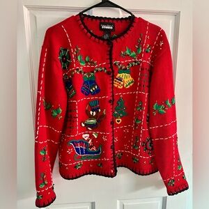 VINTAGE Designers Originals Studio Christmas cardigan, sz L